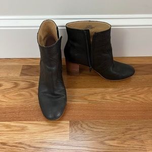 Black ankle boots with wood heel